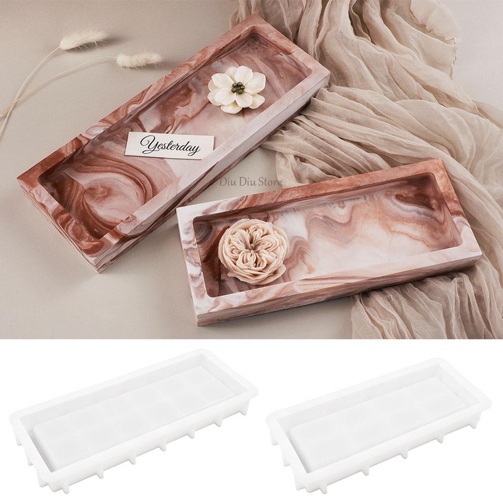 Rectangle Storage Tray Silicone Mold DIY Coaster Making Plaster Resin Concrete Jewelry Plate Casting Molds Home Decor Supplies