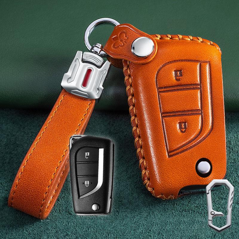 Leather Shell Key Fob Case Cover For Toyota Auris Corolla Reiz Avensis Verso Yaris Aygo Rav4 Scion TC IM 2015 2016 Keychain Bag