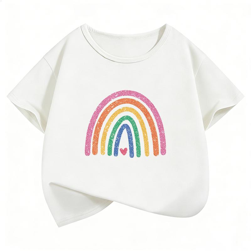 Kawaii Graphic Rainbow T Shirts Funny Kids Childrens Tshirt Boys Girls Casual Top Tee Summer Spring 90s Shirt