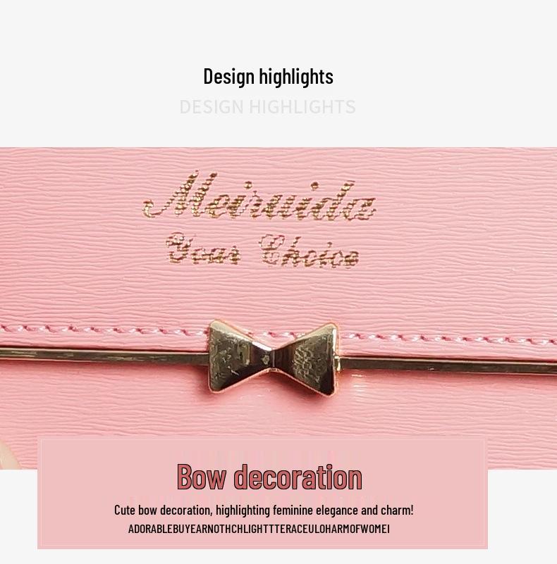 2025 Korean Style Cute Bow Buckle Ladies' Wallet with Rivets