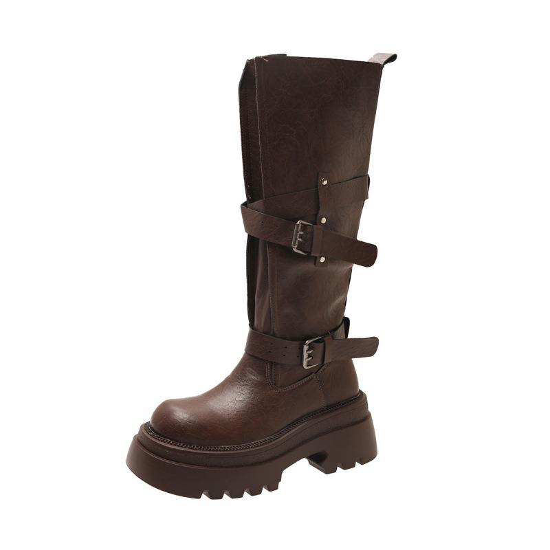 Coarse heel heightened knight boots women's autumn new versatile but knee boots temperament advanced boots