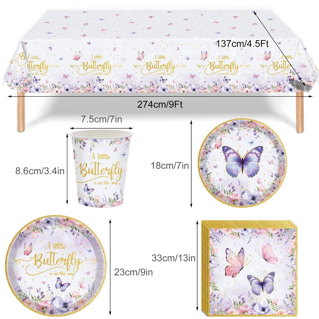 Butterflies Birthday Party Tableware Set Butterflies Birthday Party Supplies Butterflies Paper Plates Set Supplies