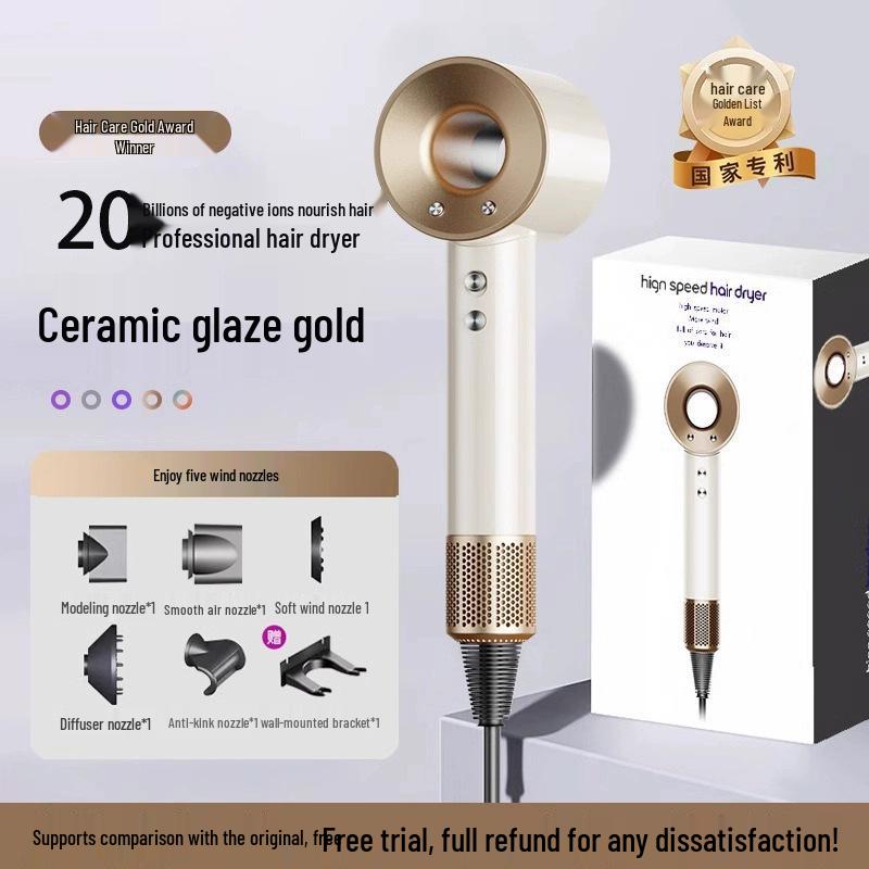 High-Speed Silent Hair Dryer with Negative Ion Technology for Quick-Drying and Large Airflow