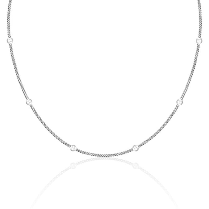 LUNNE Silver 3mm Pearl Curb Chain Necklace #LSN03