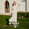 French Lace Patchwork Waist Cinching Dress