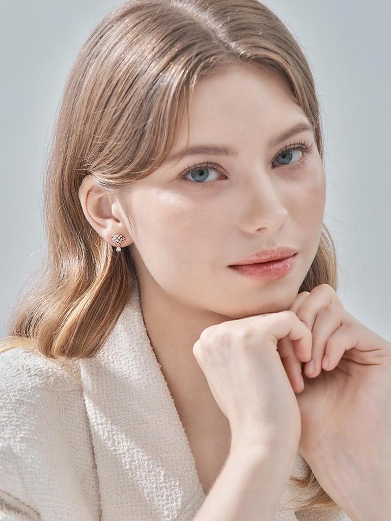 [ELLE Schmuck] 14K GF Feine Solitär-Zwei-Dorn-Ohrringe ELGPEE528