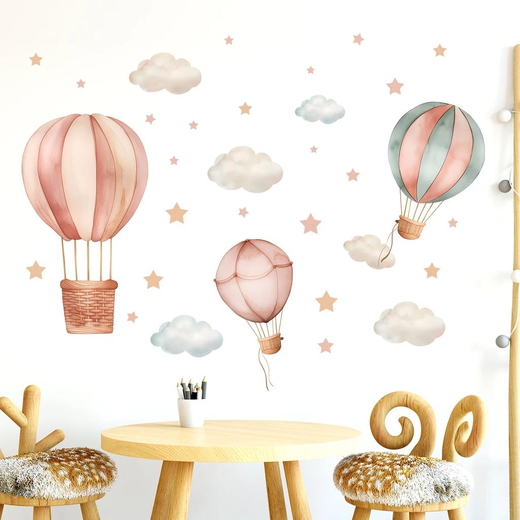 1Pc Cartoon Cloud Star Balloon Furniture Wall Stickers For Kids Room Decor Children Bedroom Decoration Living Room Wall Decals