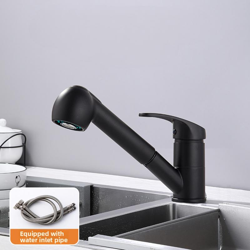 Pull-Down Kitchen Faucet with Dual Hot/Cold Water - Extendable Sprayer Sink Tap for Dishwashing and Food Preparation