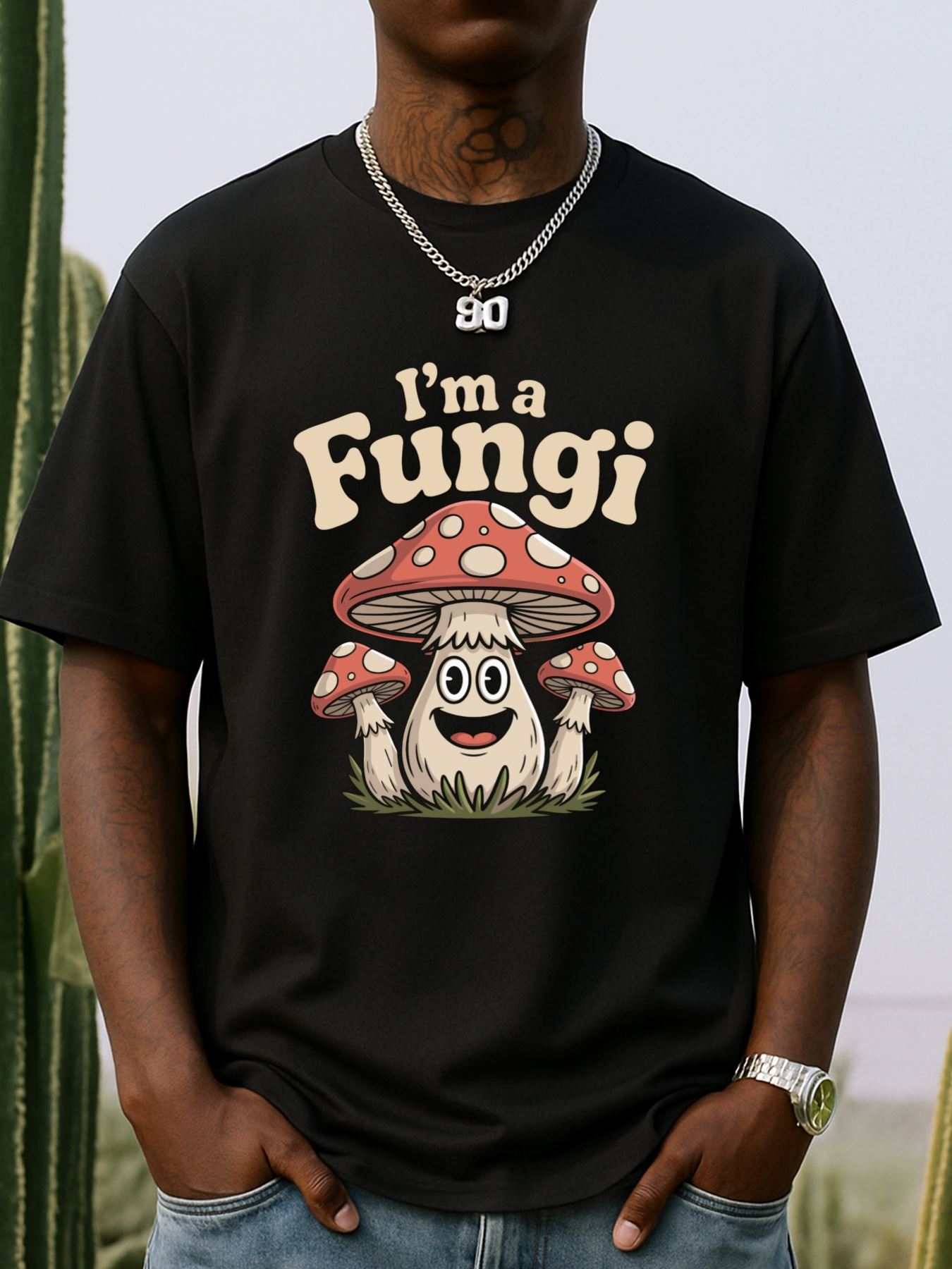 Men s T-Shirt Y2K 1pc Retro Mushroom Black S