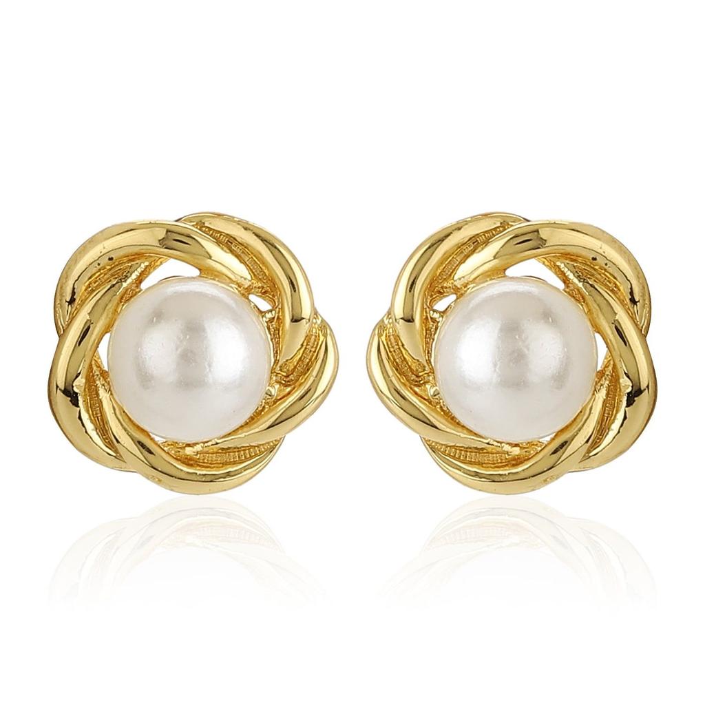 Small White Flux Pearl Stud Earrings