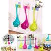 Stylish Plastic Long Handle Hanging Soup Spoon Set In Purple Green Blue Colors