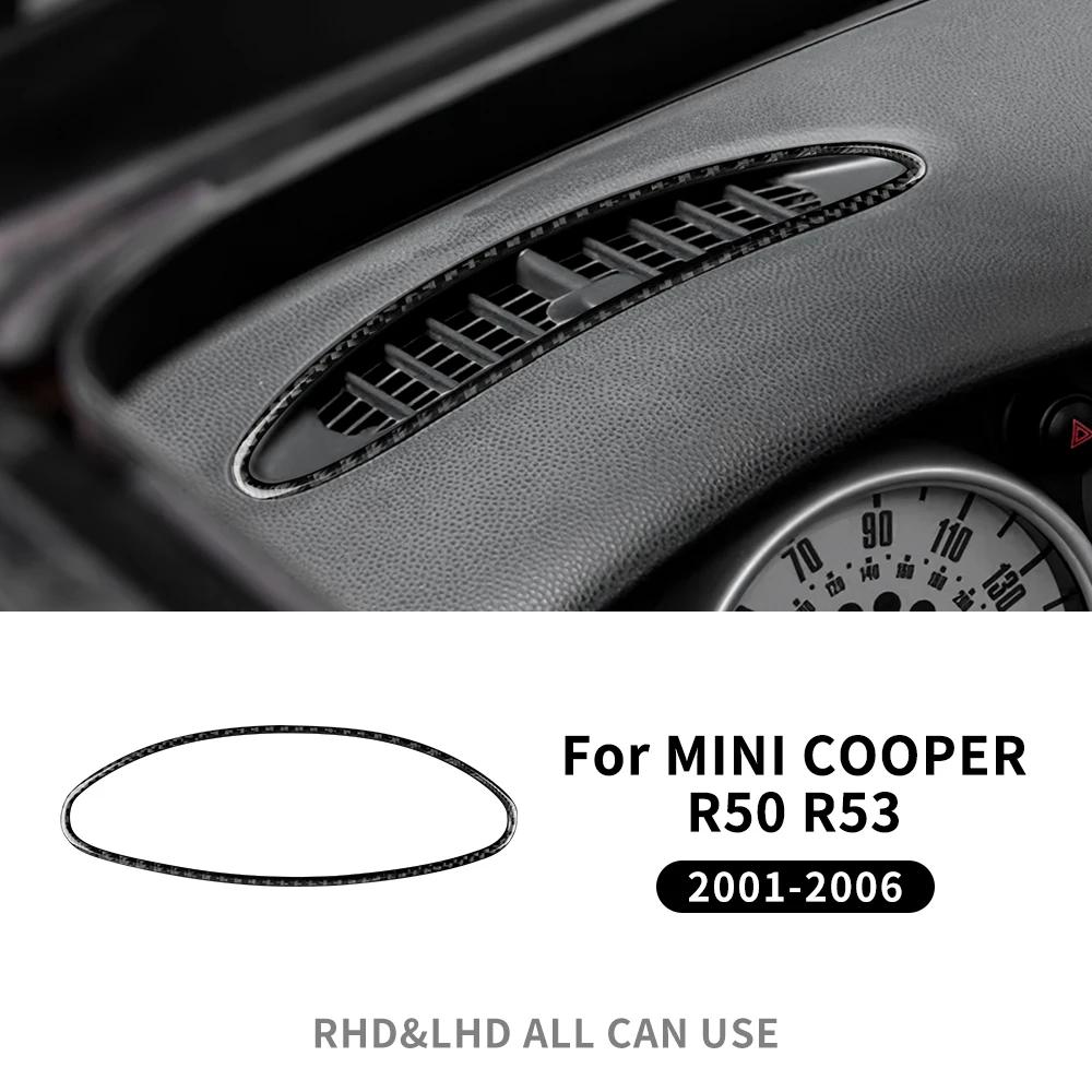 For Mini Cooper R50 R53 2001-2006 Dashboard Center Air Vent Outlet Frame Real 3D Soft Carbon Fiber Sticker Cover Interior Decor