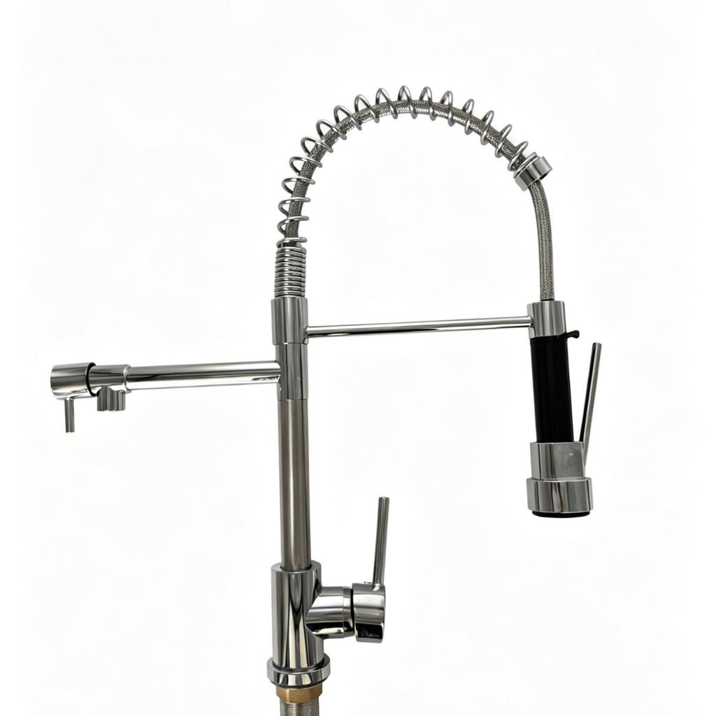 Cross-border Foreign Trade Hot-Selling Electroplated Stainless Steel Kitchen Faucet Ceramic Valve Core Pull Deck Mounted Luxury