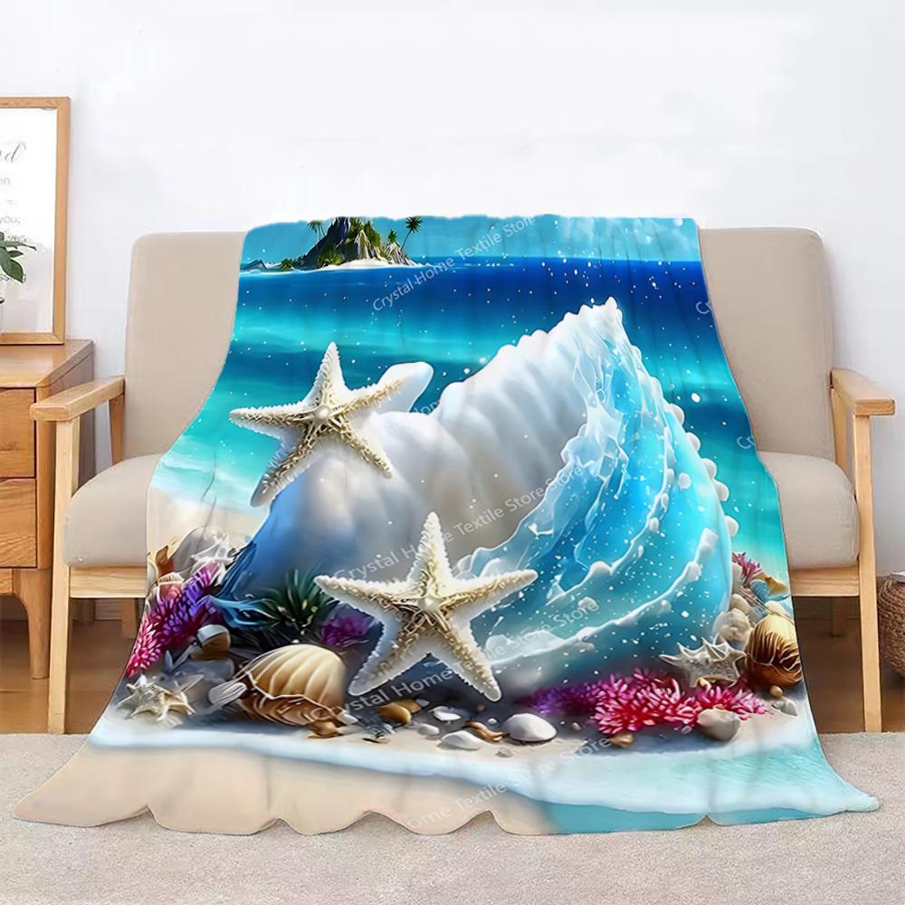 Ocean Wonders Pattern Print Flannel Blanket, Soft Warm Throw Blanket Nap Blanket For Couch Sofa Office Bed Camping Trave Blanket