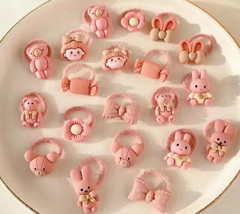 20 шт., аксессуары для волос для девочек, милые резинки для волос с героями мультфильмов, корейские эластичные резинки для волос, детские резинки в подарок