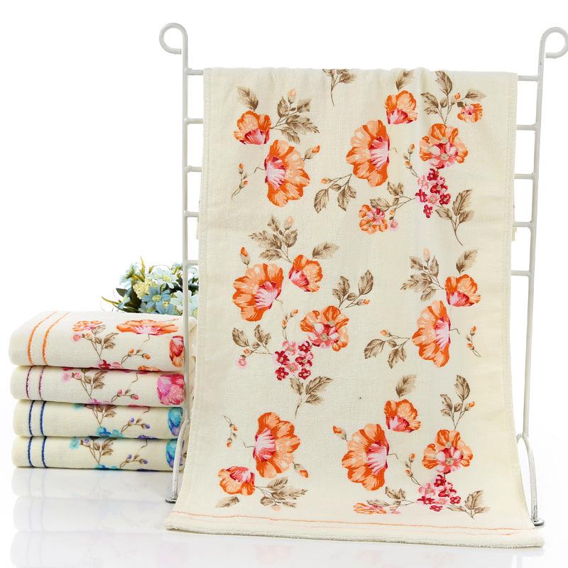 Soft Cotton and Bamboo Fiber Floral Pattern Quick-Drying Bath Towel and Washcloth Set