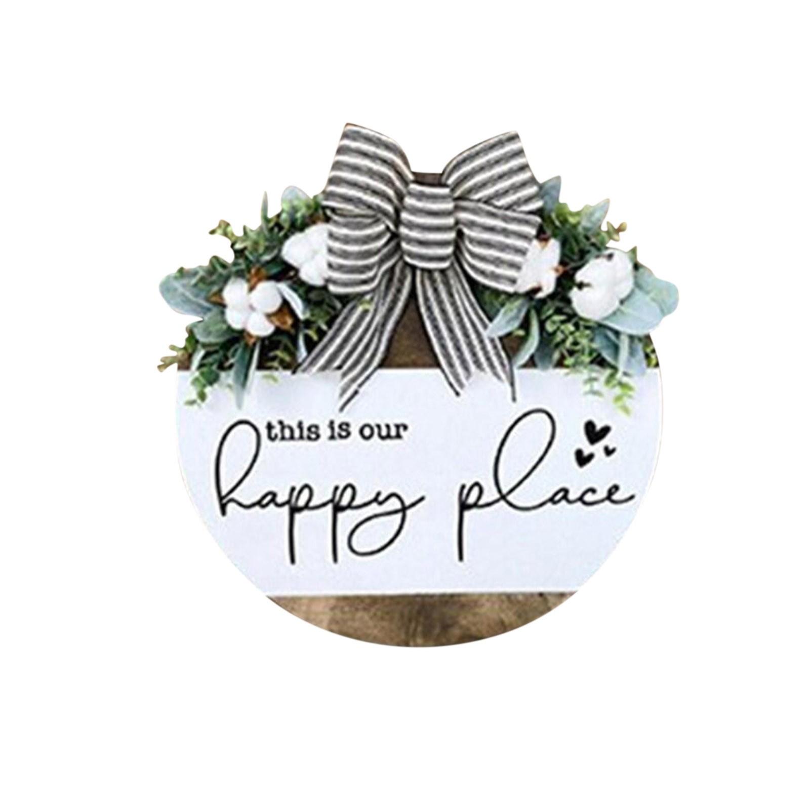 Round Wooden Hanging Bow Decoration Welcome Sign Household Doorplate