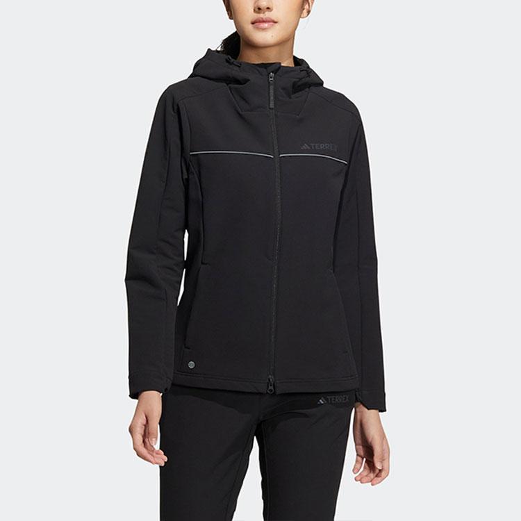 Adidas Sports Hooded Jacket Women Jackets Black IC7986