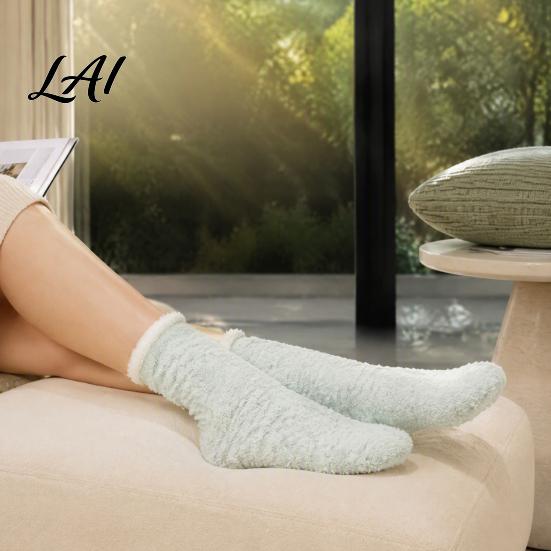 Warm Winter Gift for Women Thickened Plush Socks Women Soft Coral Fleece Slipper with Velvet Towel Bottom Cushioning Thermal Floor Autumn