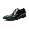 Men's Casual Large Size 48 Gradual Change Color Fashion Pointed Glossy Business Dress Lace-up Leather Shoes