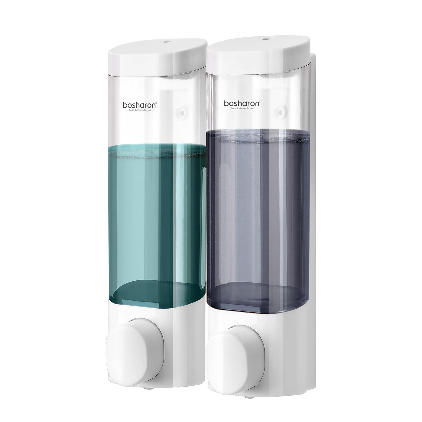 

Настенный дозатор мыла для душа, шампуня и кондиционера, аксессуары для ванной комнаты, 2 × 300 мл прозрачный