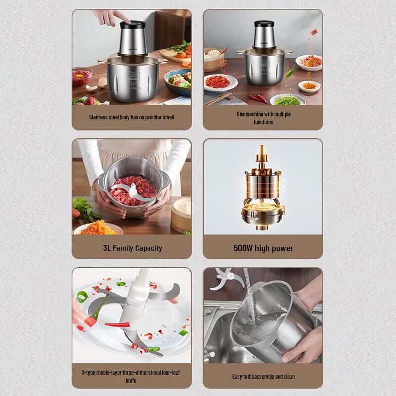 SUPOR 3L Stainless Steel Electric Meat Grinder