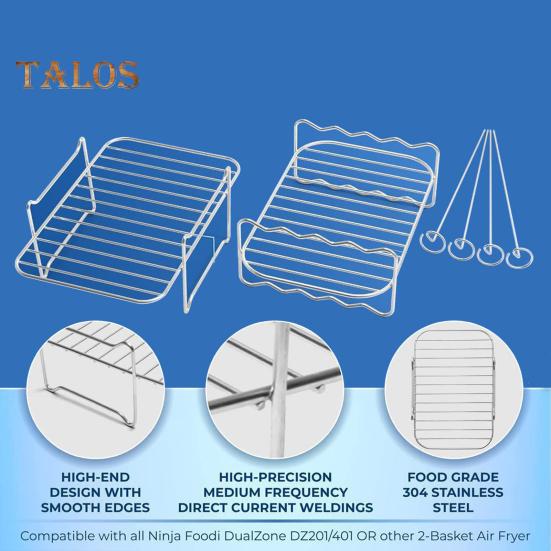 Air Fryer Rack Stainless Steel Dehydrator Grill Enhanced Airflow Design Air Fryer Rack Food-Grade Versatile Cooking Companion for Chicken Wings