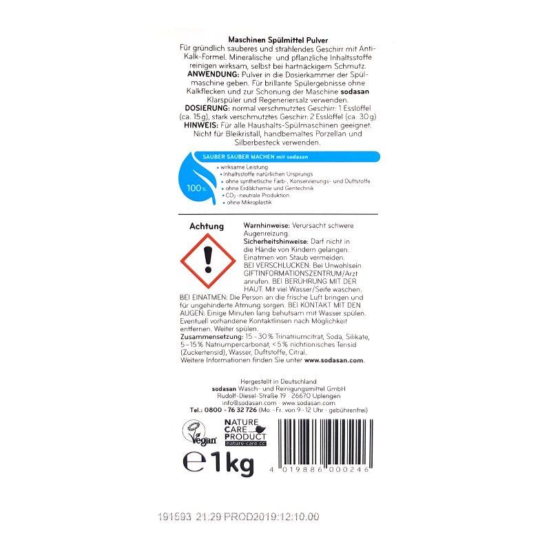 Sodasan Dishwasher Detergent 1kg