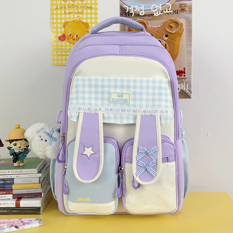 Schoolbag High Value Bow Rabbit Ear Design Student Dopamine Sweet Girl Heart Large Capacity Campus Backpack