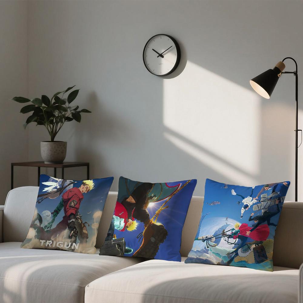 Anime T-Trigun Stampede Cushion Cover Square Sofa Cushion Cover Casual Skin-Friendly Comfortable Pillow Cover