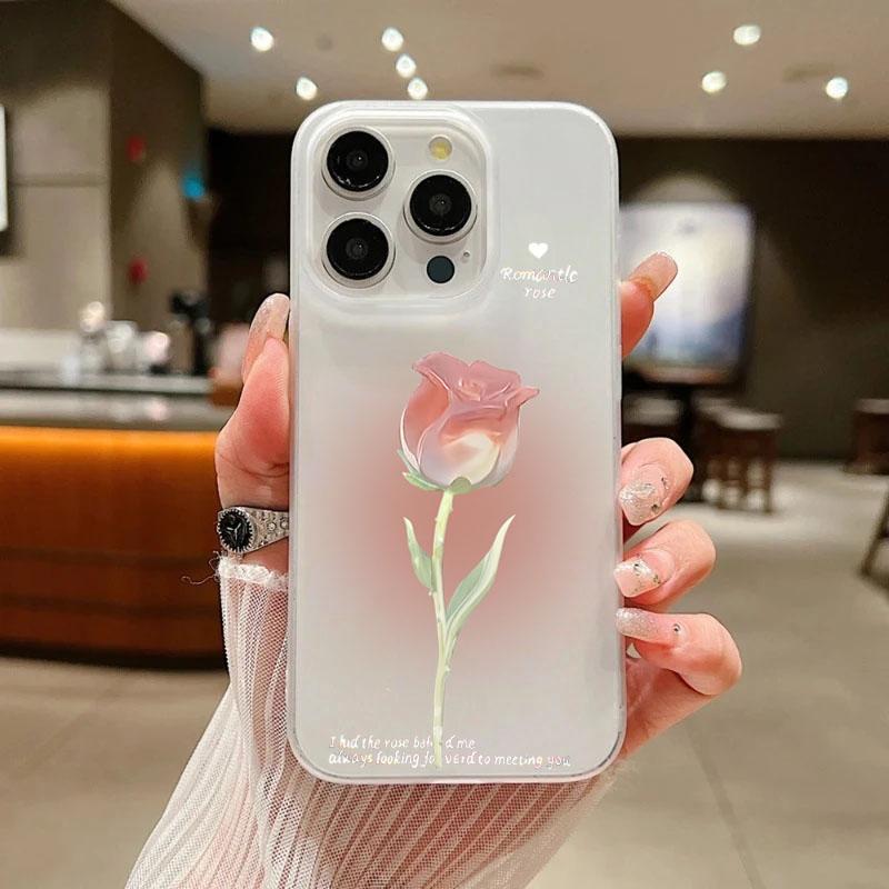 Tulpen-Handyhülle für iPhone 13 11 12 14 15 16 Pro Max 17 Air XR X XS 7 8 Plus SE2 Stoßfeste durchsichtige Hülle Silikon Fundas