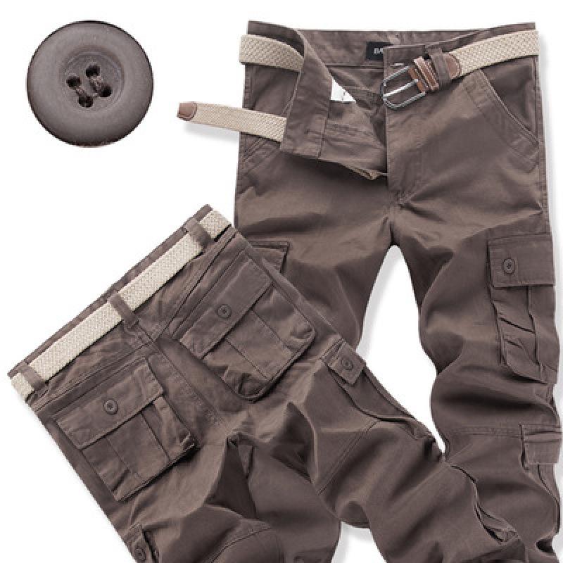 Men's Loose Fit Cotton Tactical Pants with Multi-Pockets