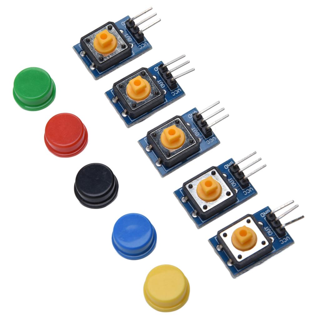 5 Stück Tastenmodul Große Druckschalterplatine mit Farbigen Abdeckungen Elektronische Bausteine
