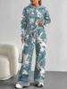 Color Graffiti European and American Autumn and Winter Casual Long-sleeved Suit Women's Hooded Sweater Trousers Two-piece Set