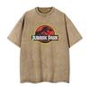 Jurassic Park washed retro Tshirt streetwear hiphop retro Tshirt Unisexs and Womens summer casual shirt