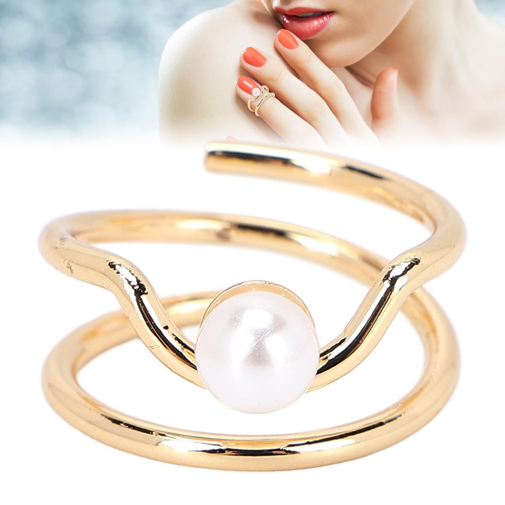 Pearl Finger Nail Knuckle Rings Stylish and Simple Copper Fingertip Jewelry for Women Girls