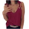 Womens Fashion Solid Sleeveless V-Neck Bow Casual Tank Top Vest Blouse