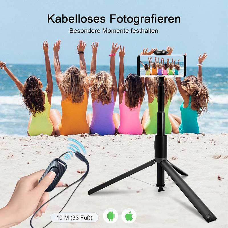 Bluetooth Selfie Stick Tripod: Anti-Shake, Automatic Retractable, Portable Remote Control Phone Holder for Travel.