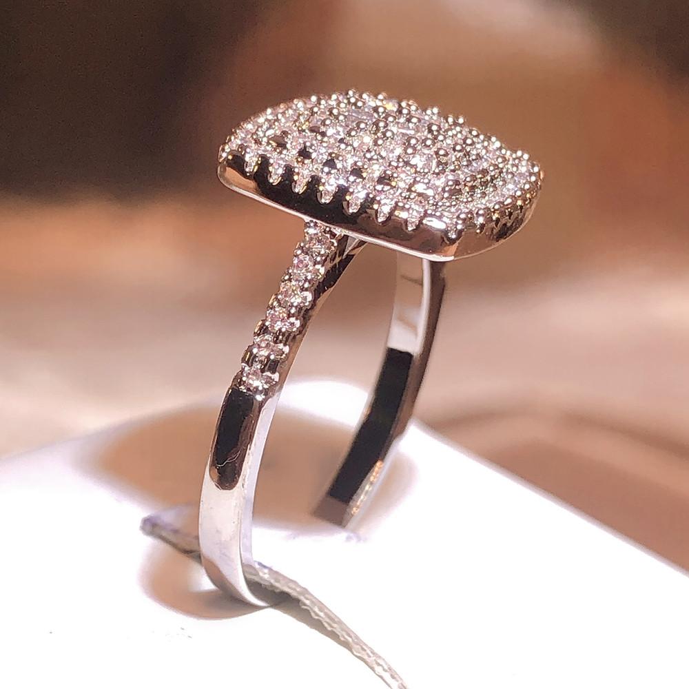 Big Bling Sparkling Geometry White Zircon Ring, Wedding Bridal Ring, Anniversary Party Jewelry, Valentine's Gift, Ladies Jewelry, Halloween Gift