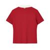 FILA Heritage Vintage Casual Versatile Fashion Woven Polo Knit Sweater Women tops Red F11W628411FRD