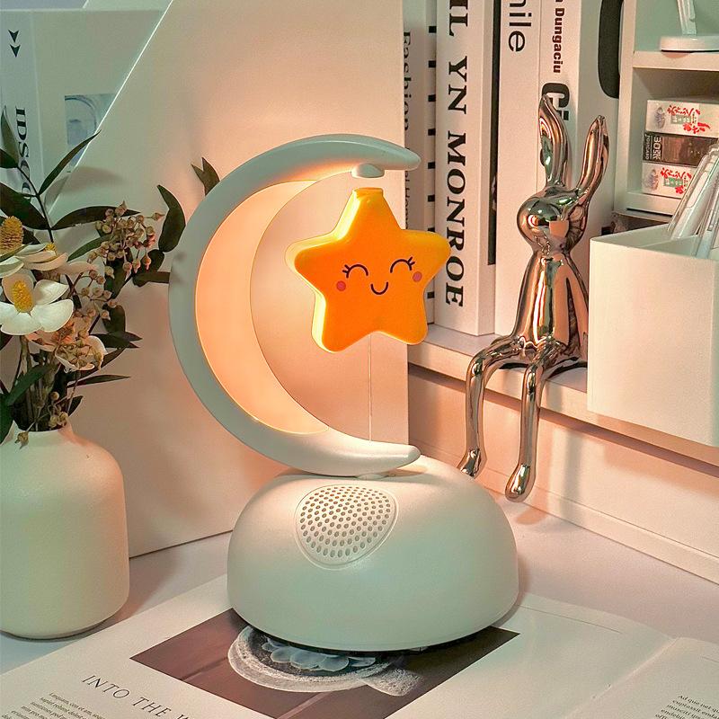 2 In 1 Bluetooth Speaker Music Player Night Light Wireless Music Player Star & Moon Night Lamp Romantic Gift