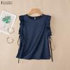ZANZEA Canotte senza maniche casual da donna con scollo tondo tinta unita
