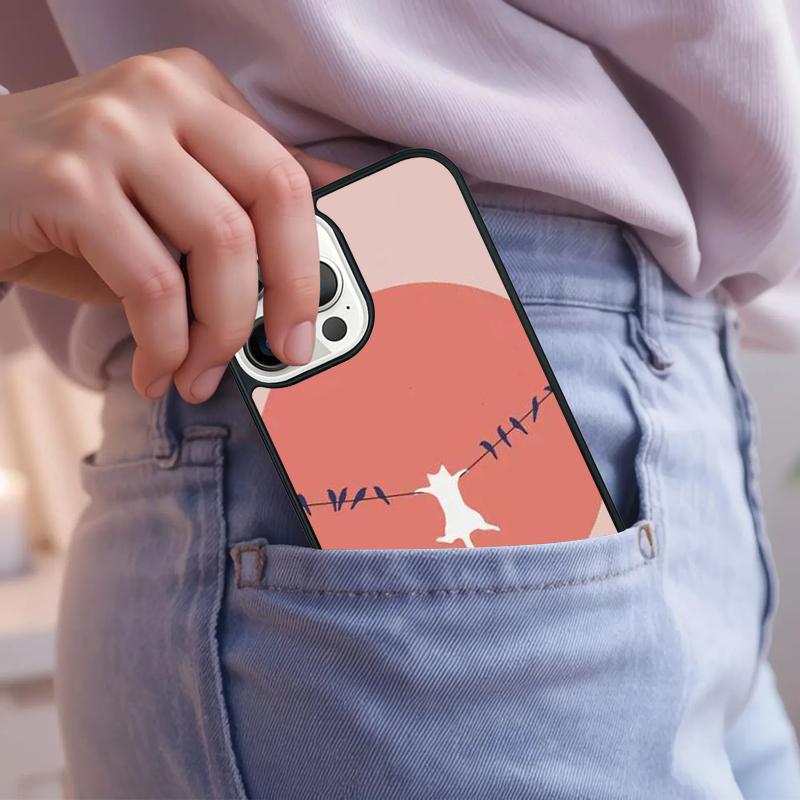 Abstract Cat Mount Fuji Japan Landscape Phone Case For iPhone 17 Air 15 16e 14 13 Pro Max Coque 12 11 Pro Max PLUS cover