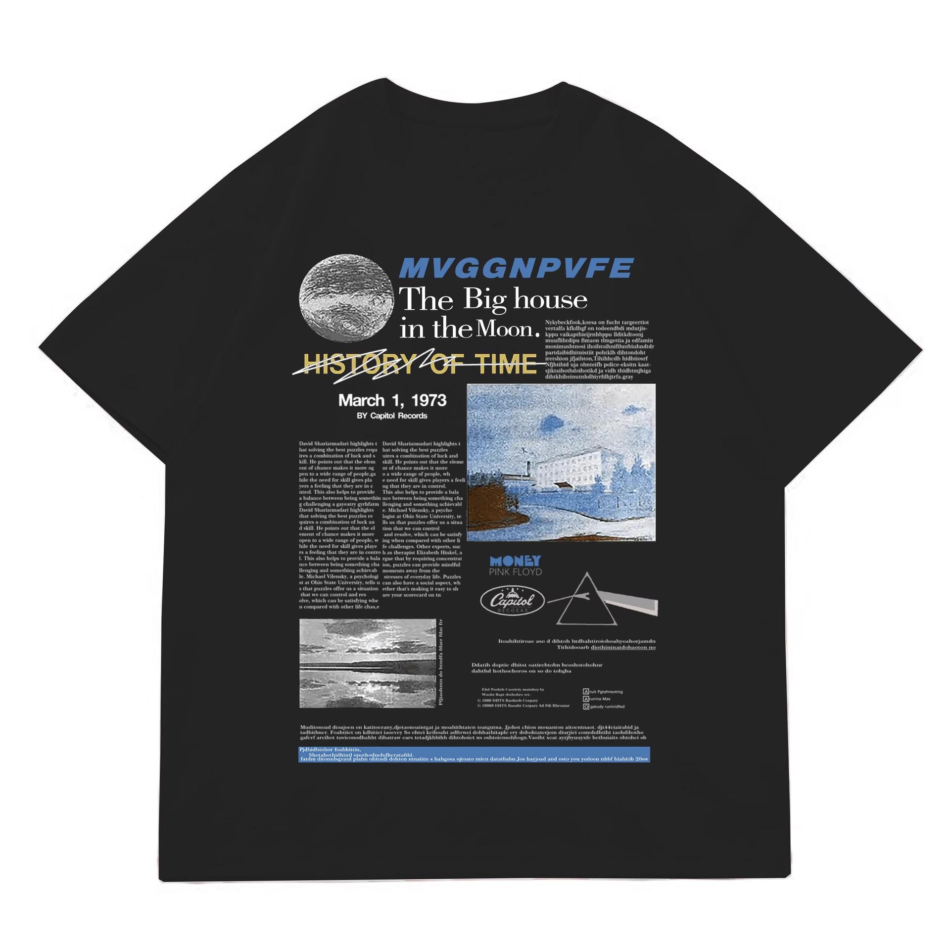 

Женская американская ретро-футболка из чистого хлопка свободного кроя с коротким рукавом 2XL (Recommended 131-155 lbs) чёрный