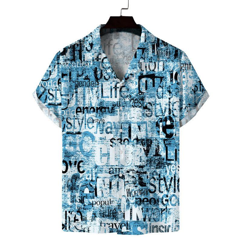 Hawaii short-sleeved Cuban collar 1116 European and American men's clothing octopus hand-painted splashing ink 1D printing summer new models