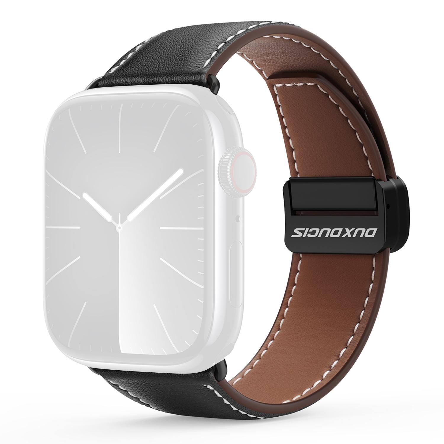 

Ремінець серії YA DUX DUCIS для Apple Watch Series 10 42мм/9 8 7 41мм/SE (2023) SE (2022) SE 6 5 4 40мм/3 2 1 38мм Ремінець для годинника з натуральної коров ячої шкіри Black