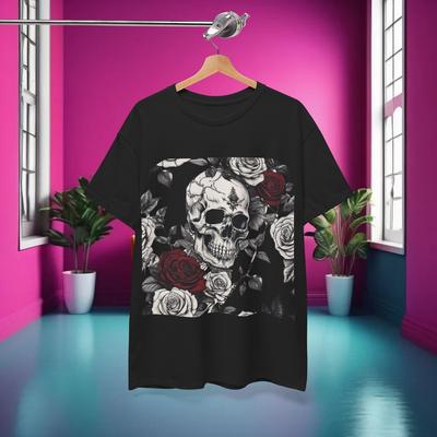 Skulls and Roses Cotton Tee T Shirt Unisex Graphic Shirt