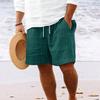 Pantaloncini in cotone e lino con tasche multiple, coulisse, pantaloni da spiaggia a righe da uomo, pantaloncini da uomo