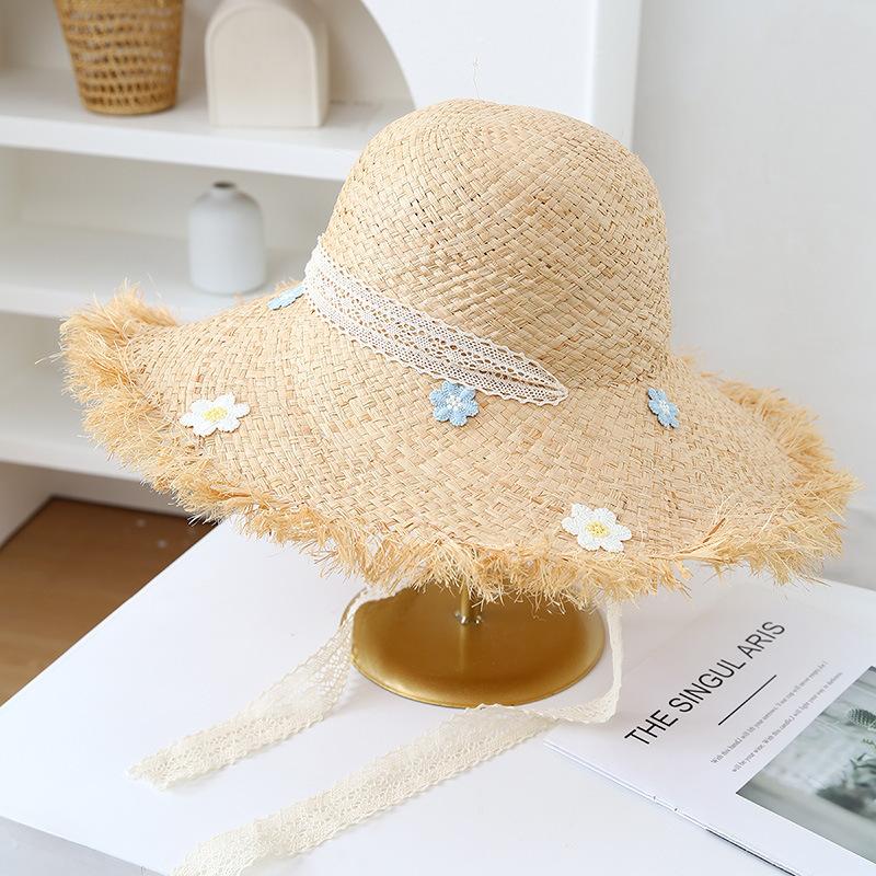 Big Edge Hat Women's Summer Vacation Wind Raffia Straw Hat Big Brim Sunshade Sunscreen Burr Edge Temperament Beach Hat