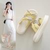 Summer new cool slippers women's 2025 fashion thick bottom heightening soft bottom beach mop